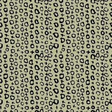 Seamless pattern with black noughts and crosses on a green background. Stock Illustration
