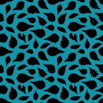 Seamless pattern black Oak leaves collection. nature scandinavian style backg Stock Illustration
