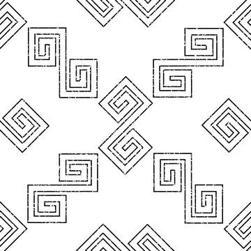 Seamless pattern with  black outline geometric forms texture 12  7991 Illustrazione stock