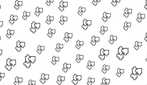 Seamless pattern with black outline puzzle pieces background vector illustration Stock Illustration
