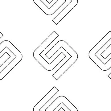 Seamless pattern with black outline S letter texture 5  8022 Illustrazione stock