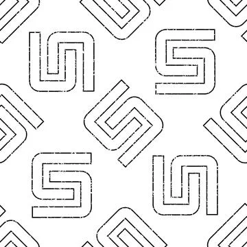 Seamless pattern with black outline S letter texture 8  8025 Illustrazione stock