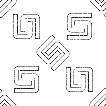 Seamless pattern with black outline S letter texture 9  8026 イラスト素材