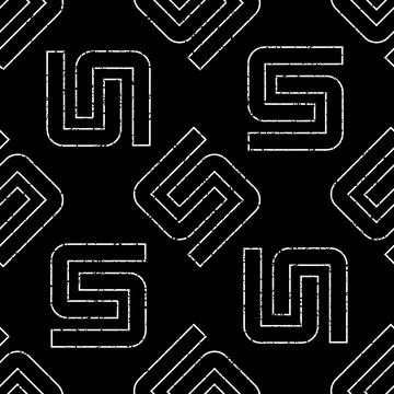 Seamless pattern with black outline S letter texture 7  8122 Illustrazione stock