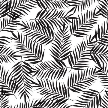 Seamless pattern with black palm leaves Illustrazione stock