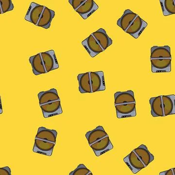 Seamless pattern black partybox sound cartoon vector Stock Illustration