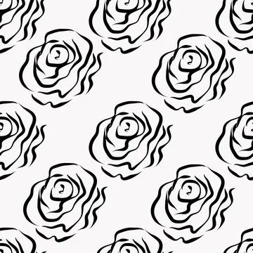 Seamless pattern with black pink silhouette on a white background. Stock Illustration