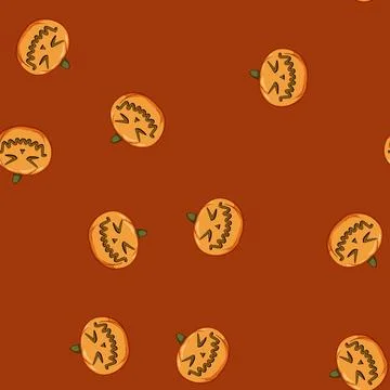 Seamless pattern black pumpkin halloween character cartoon vector Stock Illustration