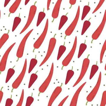 Seamless pattern black, red chilli peppers Drawing Illustrazione stock