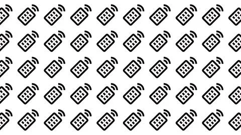 Seamless pattern of black remote control icons with wireless signal waves o.. Stock Illustration