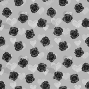 Seamless pattern of black roses Stock Illustration