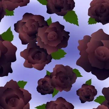 Seamless pattern - black roses on lilac background Stock Illustration