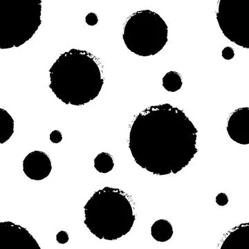 Seamless pattern from black round spots. Vector abstract background. Trendy a Stock Illustration