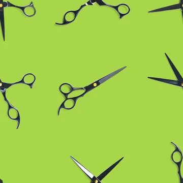 Seamless pattern of black scissors. professional hairdresser black scissors Stock Photos