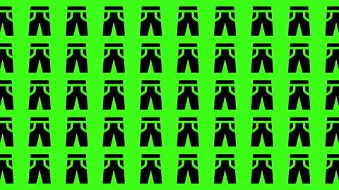 Seamless pattern of black shorts icons on a vibrant green background for fa.. Stock Illustration