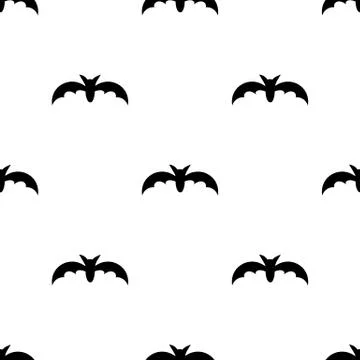 Seamless pattern with black silhouette bats. Halloween texture. Vector. Stock Illustration