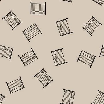 Seamless pattern Black silhouette decorative metal fence icon design 库存插图