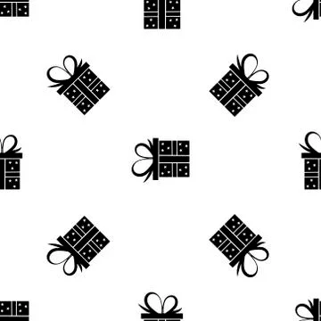 Seamless pattern black silhouette gift box. Vector flat illustration Illustrazione stock