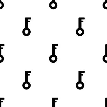 Seamless pattern with black silhouette of key icons on white background. Vector. Stock Illustration