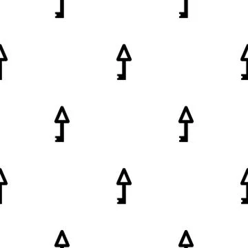 Seamless pattern with black silhouette of key icons on white background. Vector. Stock Illustration