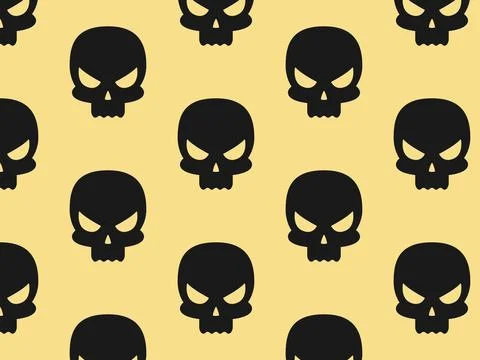 Seamless pattern black silhouette of skull. Vector illustration Stock Illustration