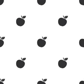 Seamless pattern with black silhouettes of apples Stock Illustration