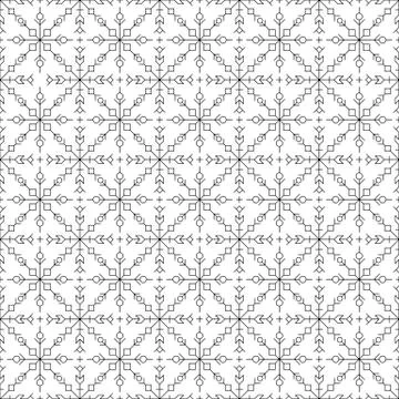 Seamless pattern. Black silhouettes like snow flakes figures. Illustrazione stock