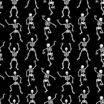 Seamless pattern with black skeletons. Day of the Dead pattern Illustrazione stock