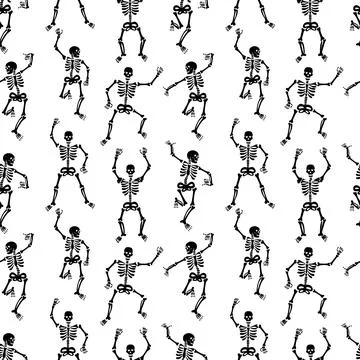 Seamless pattern with black skeletons. Day of the Dead pattern 스톡 일러스트