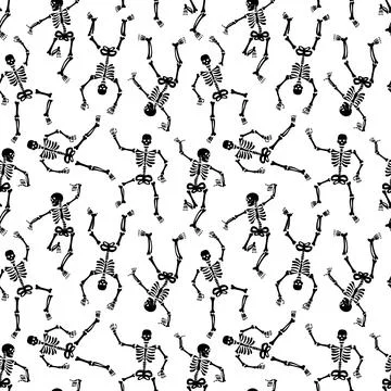 Seamless pattern with black skeletons. Day of the Dead pattern イラスト素材