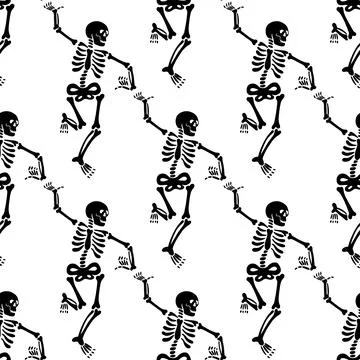 Seamless pattern with black skeletons. Illustrazione stock