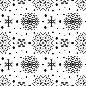 Seamless pattern with black snowflakes Illustrazione stock