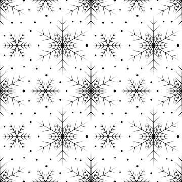 Seamless pattern with black snowflakes Illustrazione stock
