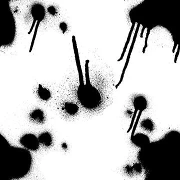 A seamless pattern of black spots and splashes and spray on a white backgroun Foto stock
