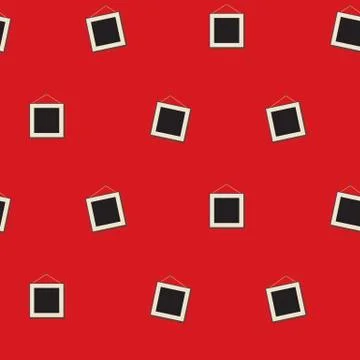 Seamless pattern of the black square picture on red Stock Illustration