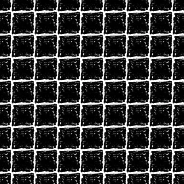 Seamless pattern black squares chalk grid design, abstract simple scandinavia Stockillustratie