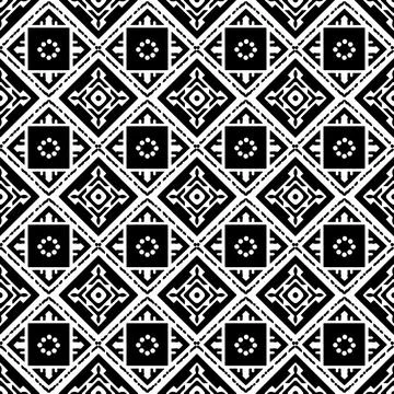 Seamless pattern with black squares, ethnic style Stock Illustration