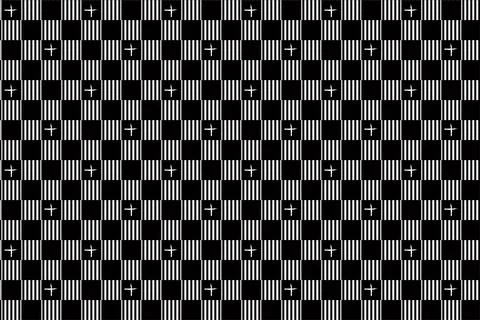 Seamless pattern with black squares,black stripes and crosses Stock Illustration