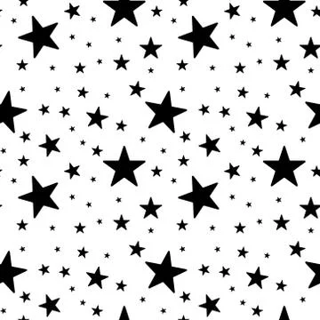 Seamless pattern with black stars Stock Illustration