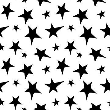 Seamless pattern with black stars. Night sky, space, astronomy background. .. Illustrazione stock