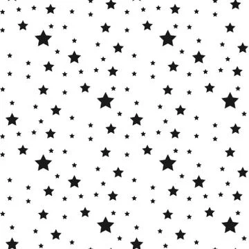 Seamless pattern with black stars on a white background. Vector illustration. Stock Illustration