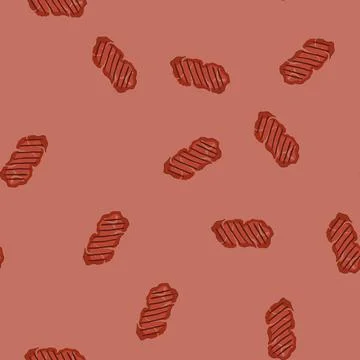 Seamless pattern black steak grill cartoon vector Stock Illustration