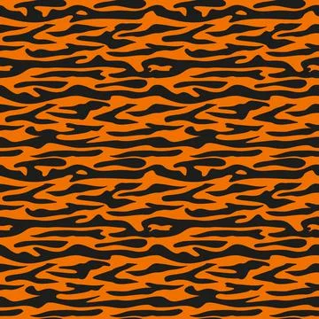 Seamless pattern of black stripes tiger on orange background イラスト素材