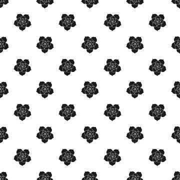 Seamless pattern with black succulent flower isolated on white Stock Illustration