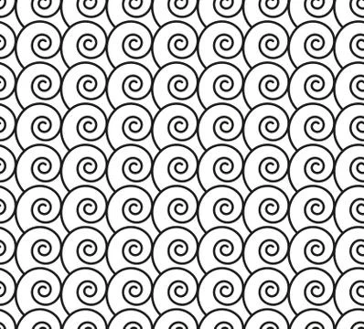 Seamless pattern with black swirls (waves Stock Illustration