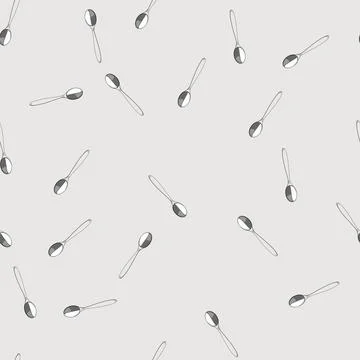 Seamless pattern black tea spoon cartoon vector Stock Illustration