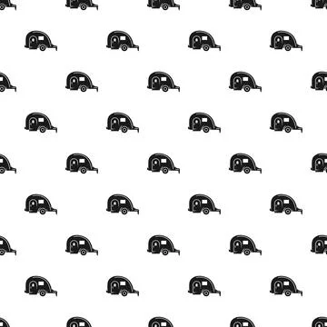 Seamless pattern with black travel trailer caravan Stock Illustration
