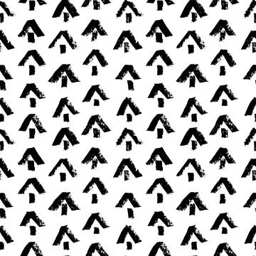 Seamless pattern with black triangle brush strokes Stock Illustration