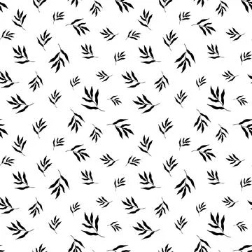 Seamless pattern of black tropical leaves. Stock Illustration