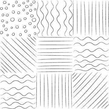 Seamless Pattern Of Black Waves, Stripes And Rings Stock Illustration